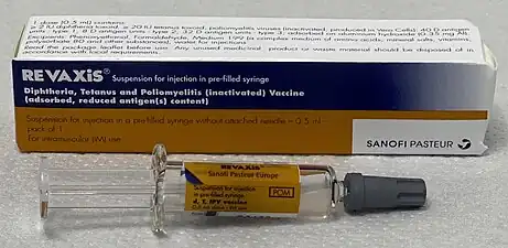 REVAXiS (Td/IPV): diphtheria, tetanus, and polio for age >10 years.