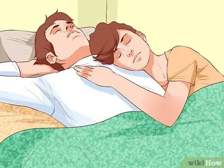 Image titled Avoid Trapping Your Arm While Snuggling in Bed Step 2