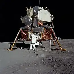 A photograph of the Eagle lander on the surface of the Moon