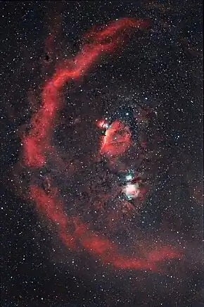 H-alpha image of Barnard's Loop, which is part of the Orion–Eridanus Superbubble