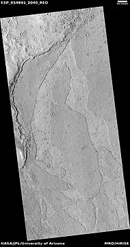 Lava rafts, as seen by HiRISE under HiWish program. Location is the Elysium quadrangle.