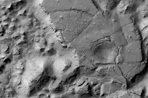 Gorgonum Chaos as seen by Mars Reconnaissance Orbiter HiRISE.  Image about 4 km wide.