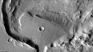 Delta in Rahe crater, as seen by CTX camera.  Note: this is an enlargement from the previous image of Rahe Crater.