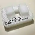 A piece of packaging foam made of LDPE