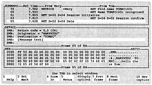 Sniffer packet display