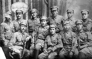 A Red Army cavalry unit made up of Bashkirs, likely taken between 1924 and 1927.