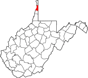 Map of West Virginia highlighting Brooke County