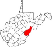 Location of Pocahontas County in West Virginia