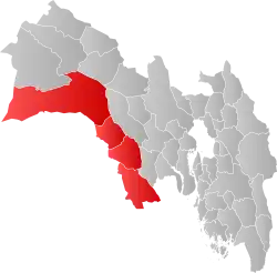 Map of Numedal with municipalities