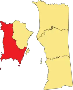 Location of the South-West District within the State of Penang.