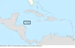 Map of the change to the United States in the Caribbean Sea on December 30, 1862