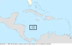 Map of the change to the United States in the Caribbean Sea on December 11, 1868