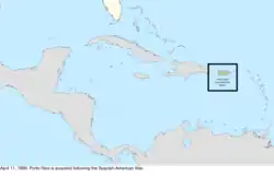 Map of the change to the United States in the Caribbean Sea on April 11, 1899