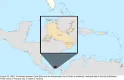 Map of the change to the United States in the Caribbean Sea on August 23, 1955