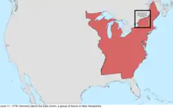 Map of the change to the international disputes involving the United States in central North America on June 11, 1778