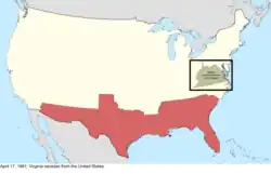 Map of the change to the international disputes involving the United States in central North America on April 17, 1861