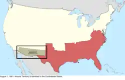 Map of the change to the international disputes involving the United States in central North America on August 1, 1861