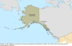 Map of the change to the United States in northwest North America on October 18, 1867