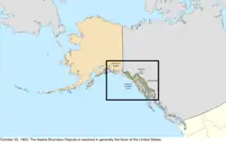Map of the change to the United States in northwest North America on October 20, 1903