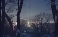 Light pillars in Rochester, New York.